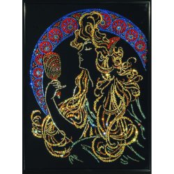 Картина Девушка с зеркалом c кристаллами Swarovski
