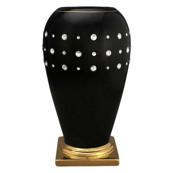 Ваза для цветов черная на подставке Diamante