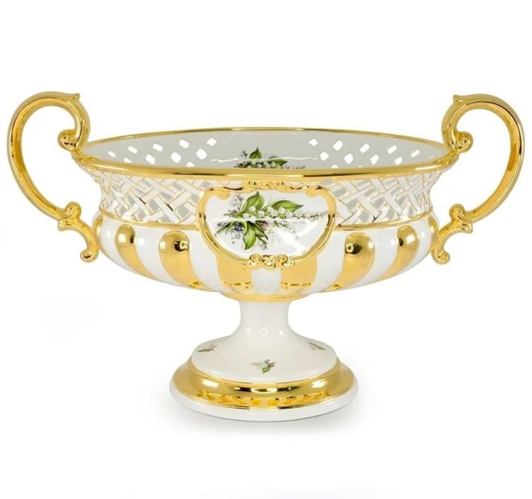 Большая Круглая Чаша с ручками коллекция Ландыши Migliore De Luxe 26388