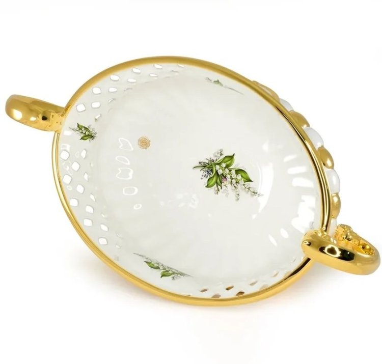 Большая Круглая Чаша с ручками коллекция Ландыши Migliore De Luxe 26388, фотография сверху