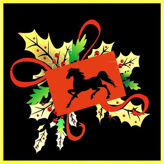 Картина Новогодняя открытка Год лошади-2 c кристаллами Swarovski