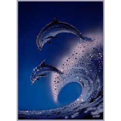 Картина Дельфины c кристаллами Swarovski