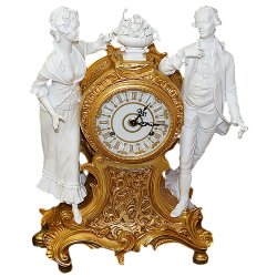 Часы настольные из фарфора Дама с кавалером