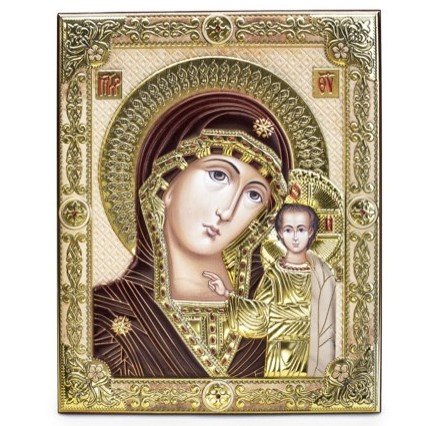 Казанская Икона Богоматерь с золотым оформлением, Размер 21x28 см Slevory S.022SBR8FWE