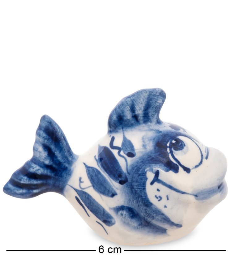 Фигурка Рыбка Голубая гжель ГЛ-256, фотография сбоку