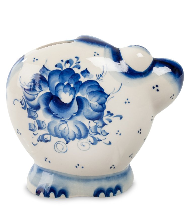 Копилка Слон Голубая гжель ГЛ-288, фотография со спины