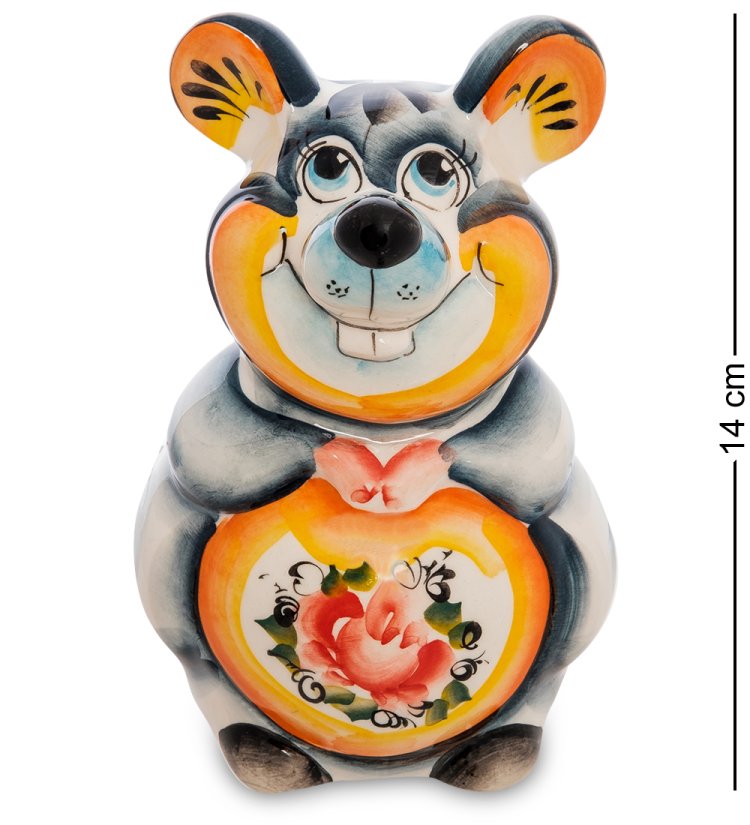 Копилка Большая Мышь Цветная гжель ГЛ-624