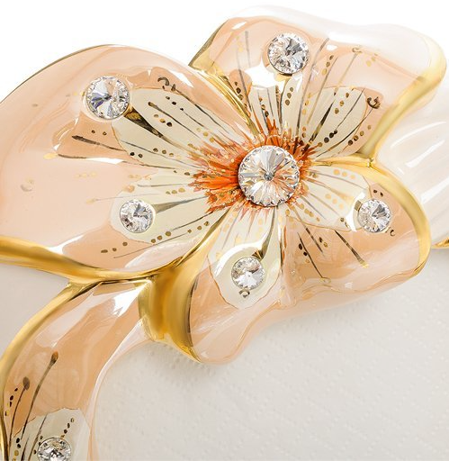 Фоторамка из керамики с кристаллами сваровски Золотой Лепесток Ahura, увеличенный вид деталей