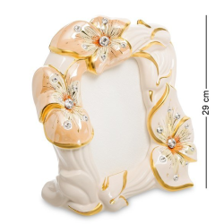 Фоторамка из керамики с кристаллами сваровски Золотой Лепесток