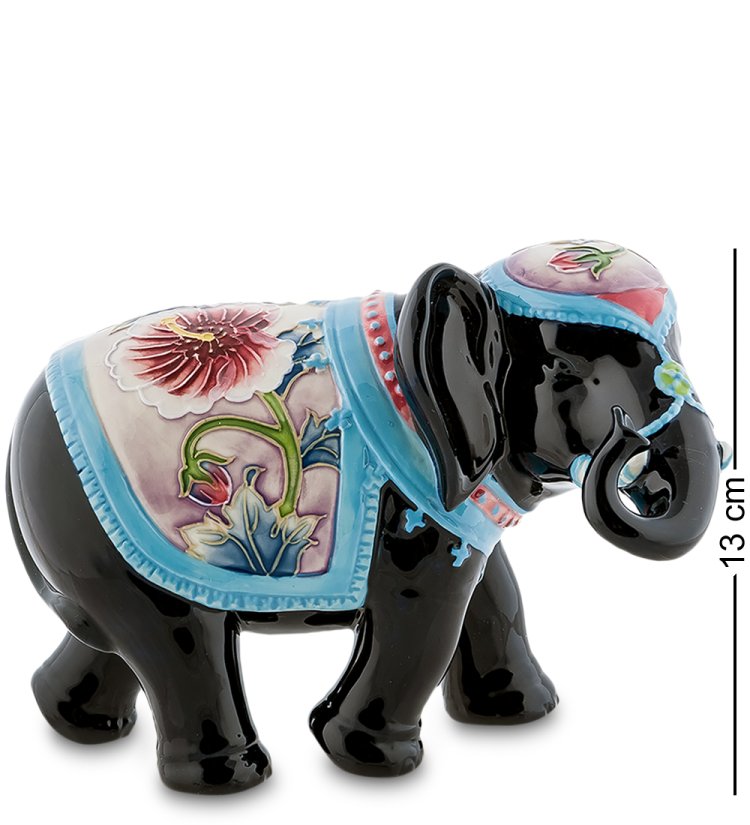 Статуэтка из фарфора Черный Слон с голубой накидкой Pavone JP-98/ 31