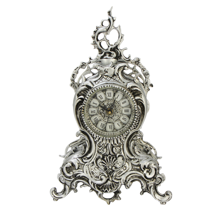 Каминные часы с Канделябрами Ласу Колуна, серебряные Bello De Bronze BP-2709553-S, фотография часов