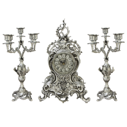 Каминные часы с Канделябрами Ласу Колуна, серебряные