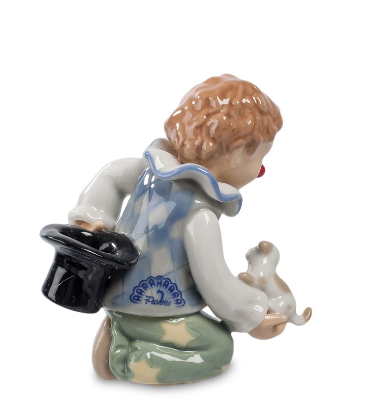 Статуэтка из фарфора Маленький клоун с собачкой Pavone CMS-23/16, фотография со спины