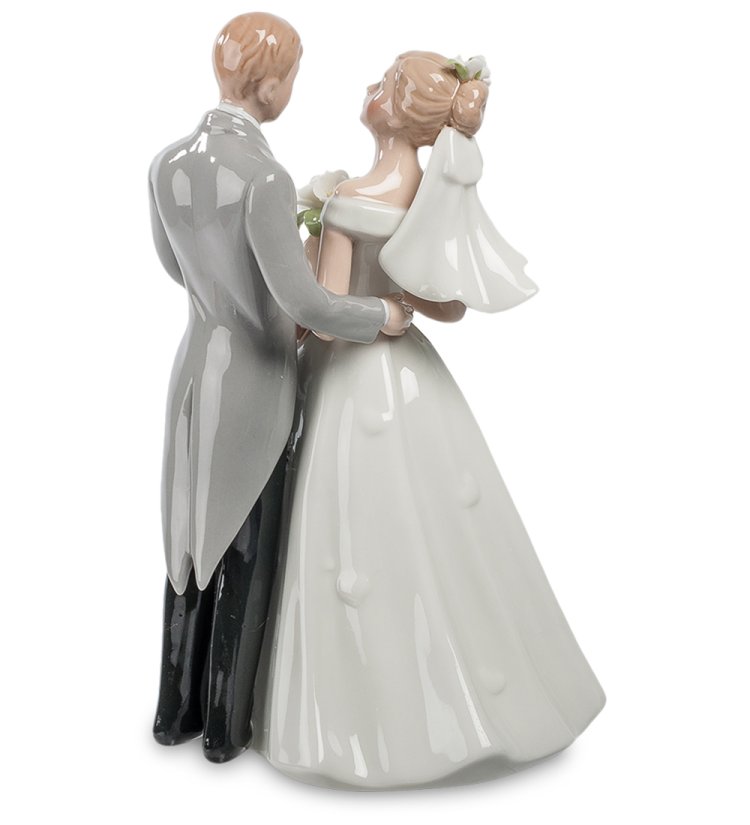 Музыкальная статуэтка из фарфора Молодожены Pavone JP-15/35, фотография со спины