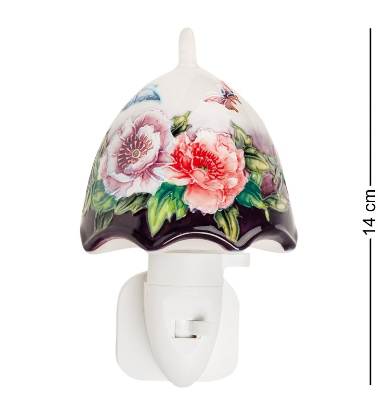 Ночной светильник из фарфора Абажур с цветами Pavone JP-247/16