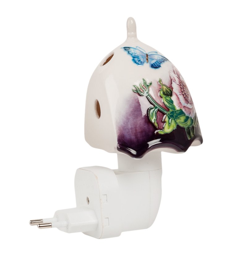 Ночной светильник из фарфора Абажур с цветами Pavone JP-247/16, фотография сбоку