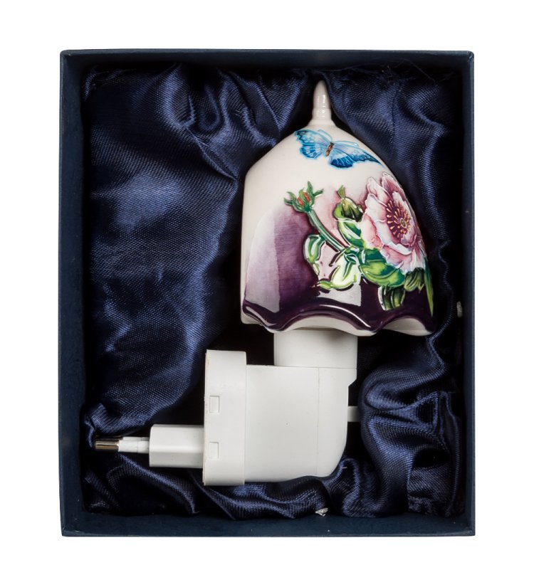 Ночной светильник из фарфора Абажур с цветами Pavone JP-247/16, фотография в коробке