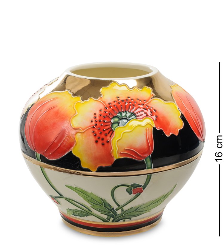 Круглая Ваза из фарфора с Маками Pavone JP-160/ 7