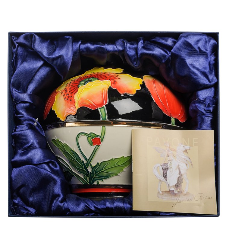 Круглая Ваза из фарфора с Маками Pavone JP-160/ 7, фотография в коробке