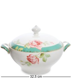 Супница с крышкой из фарфора Миланская Роза, большая