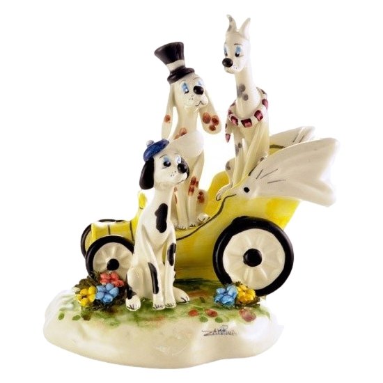 Фигурка из фарфора Собаки в машине
