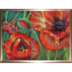 Картина Маки-2 c кристаллами Swarovski