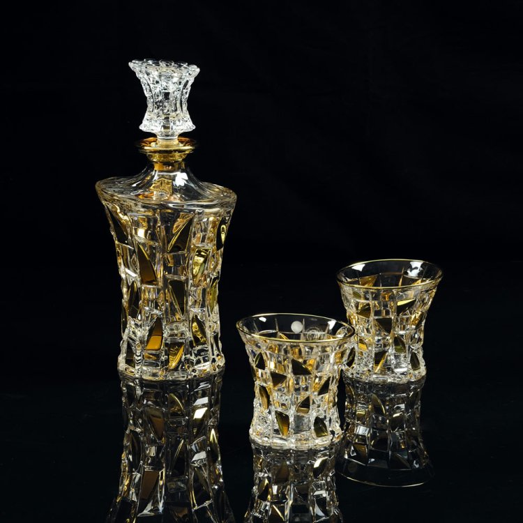 Набор для виски Графин и 2 стакана из хрусталя Casino Migliori De Luxe 25677