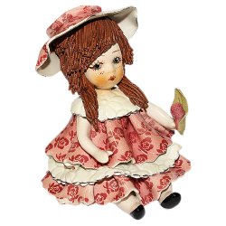 Фарфоровая статуэтка Девочка сидящая с темными волосами в розовом платье