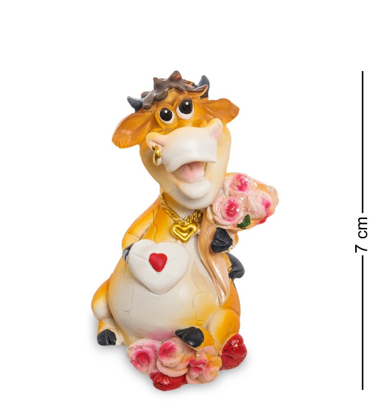 Статуэтка Бык Романтик с цветами и сердцем символ 2021 года AF-1015/3