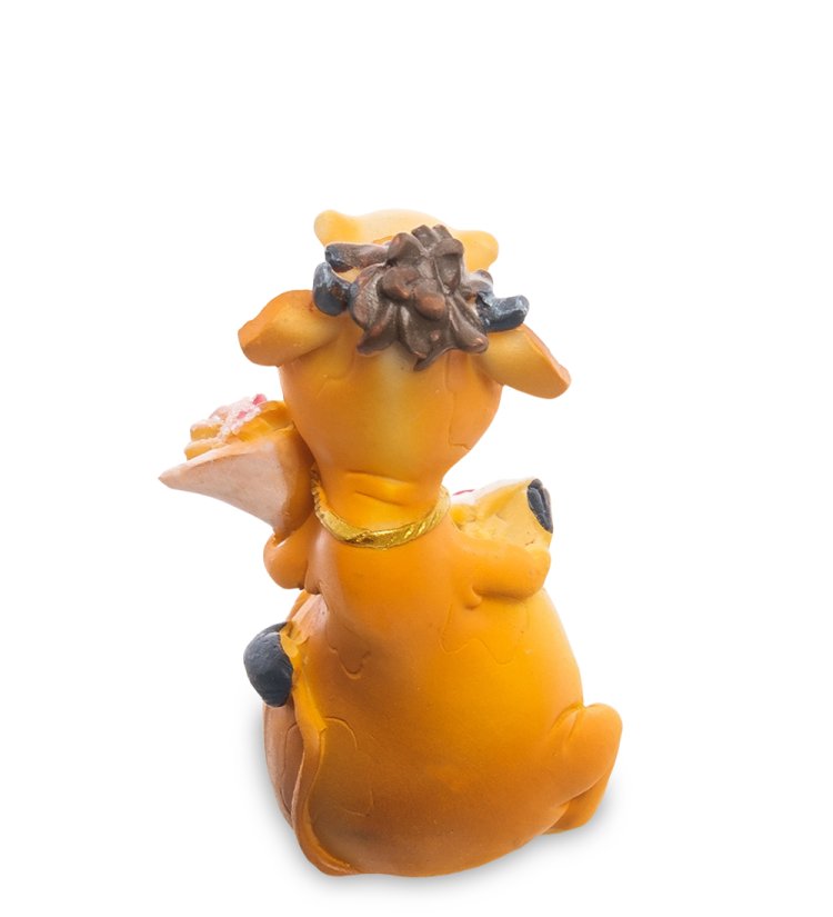 Статуэтка Бык Романтик с цветами и сердцем символ 2021 года AF-1015/3, фотография со спины