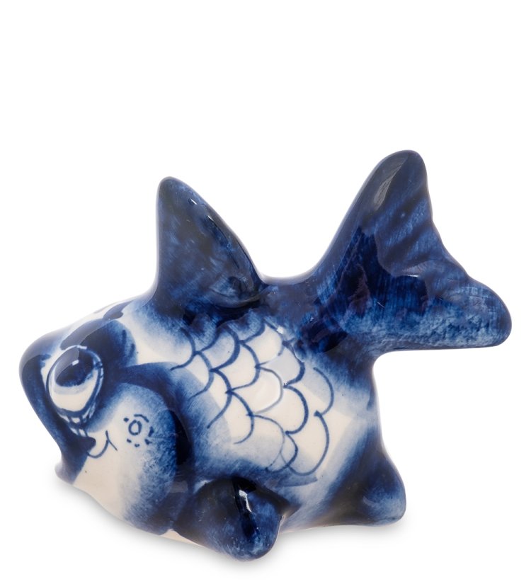 Фигурка Рыбка-Бычок Голубая гжель ГЛ-258, фотография со спины