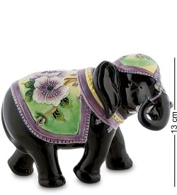 Статуэтка из фарфора Черный Слон с фиолетовой накидкой