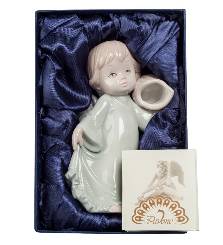 Статуэтка из фарфора Ангел с ракушкой Pavone JP-05 /15, фотография в упаковке