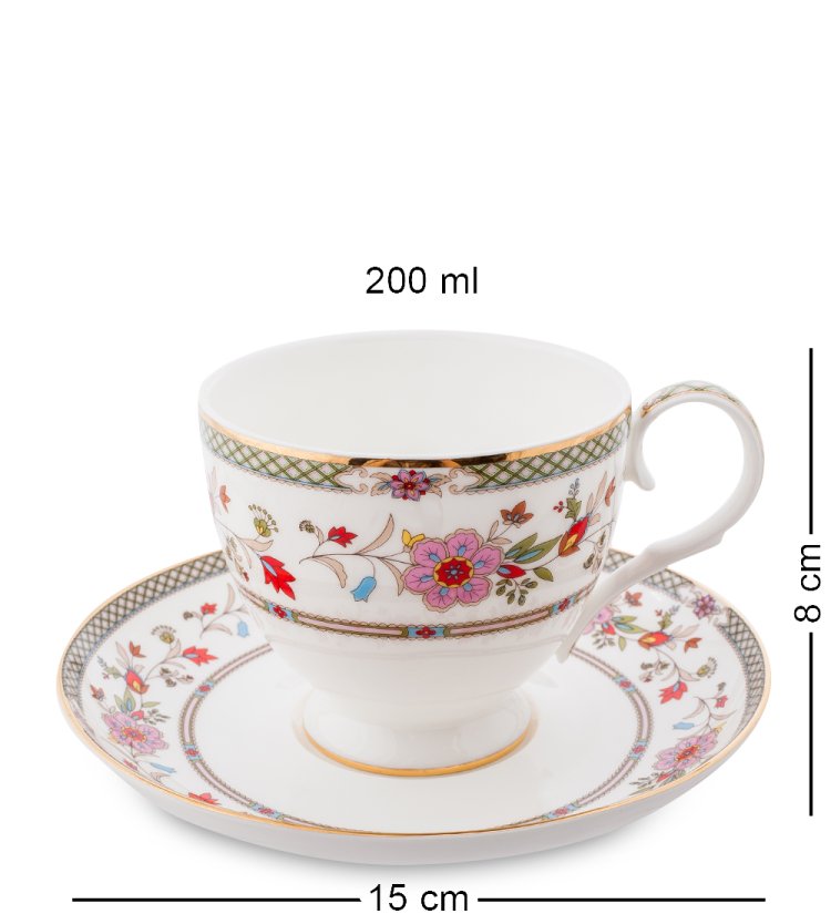 Чайный набор на 6 персон из фарфора Милано-Мариттима Pavone JK-215, фотография в чашки и блюдца