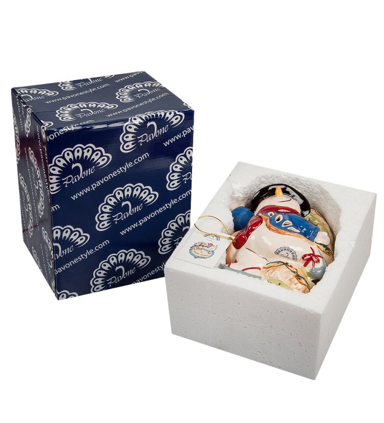 Подсвечник из фарфора Снеговик Pavone BS-512, упаковочный вид