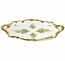 Поднос из керамики с ручкой коллекция Ландыши