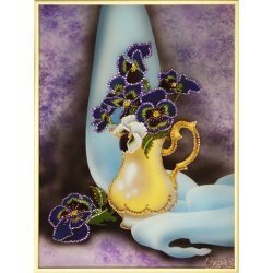 Картина Анютины глазки c кристаллами Swarovski