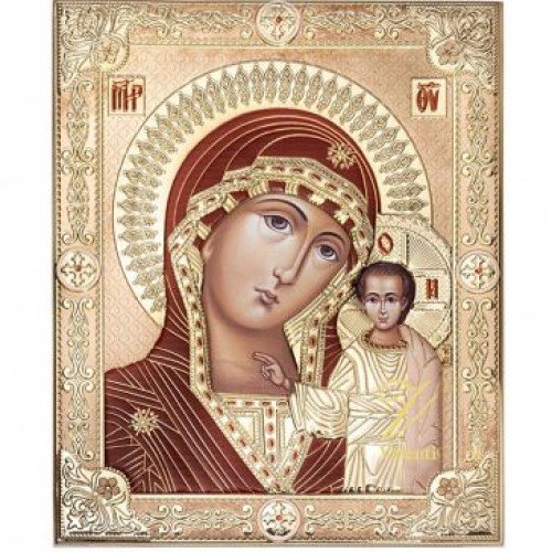 Казанская Икона Богоматерь с золотыми узорами, Размер 21x26 см Slevory S022SW8FWE