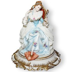 Статуэтка из фарфора Дама с зеркалом в голубом платье