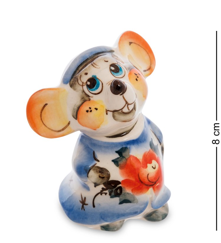 Фигурка ушастая Мышка Цветная гжель ГЛ-632