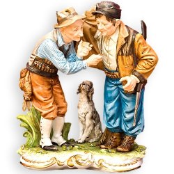 Фарфоровая статуэтка Охотники с собакой