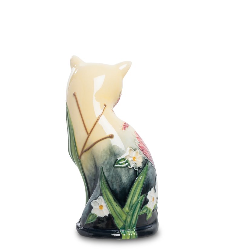 Статуэтка из фарфора Маленькая Кошечка расписная цветами Pavone JP-11/ 10, фотография спины