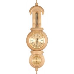 Белые Настенные часы с метеостанцией: Барометр и Термометр