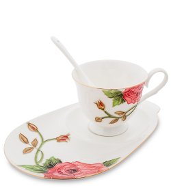 Чайная пара из фарфора Золотая  Роза Рафаэлло, ручная роспись