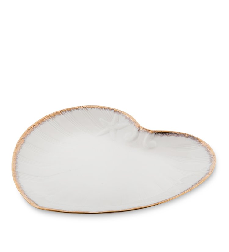 Тарелка в форме сердца из фарфора Морская ракушка Pavone FM-34/ 6, фотография сбоку