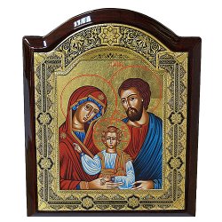 Икона Святое семейство с деревянными элементами
