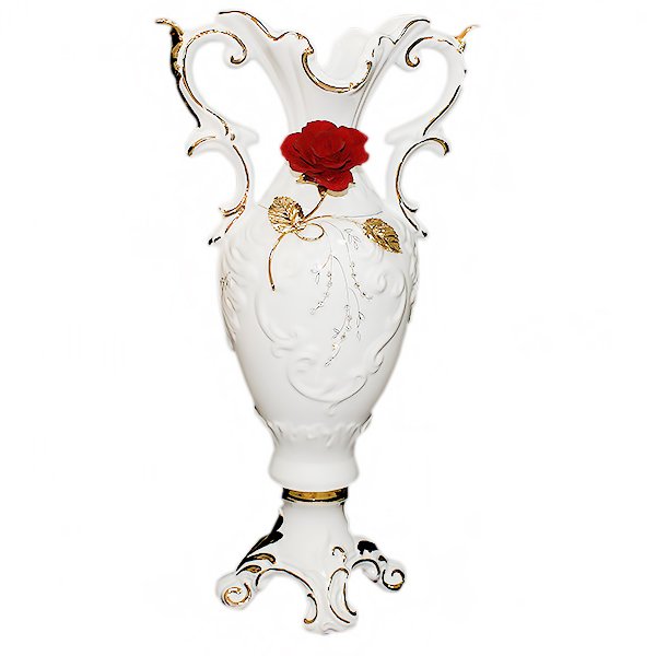 Ваза для цветов с двумя ручками с золотой отделкой Красные розы Ceramiche Ferraro R 70/G