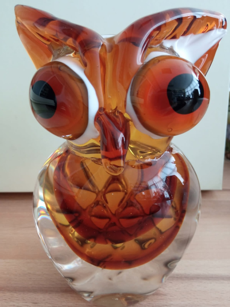 Статуэтка из Муранского стекла Чайная Сова, фото со склада портрет