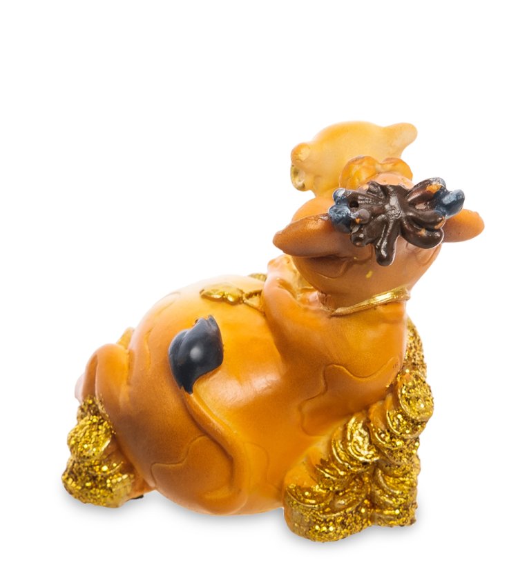 Статуэтка Денежный Бык с долларом - символ 2021 года AF-1016/1, фотография со спины