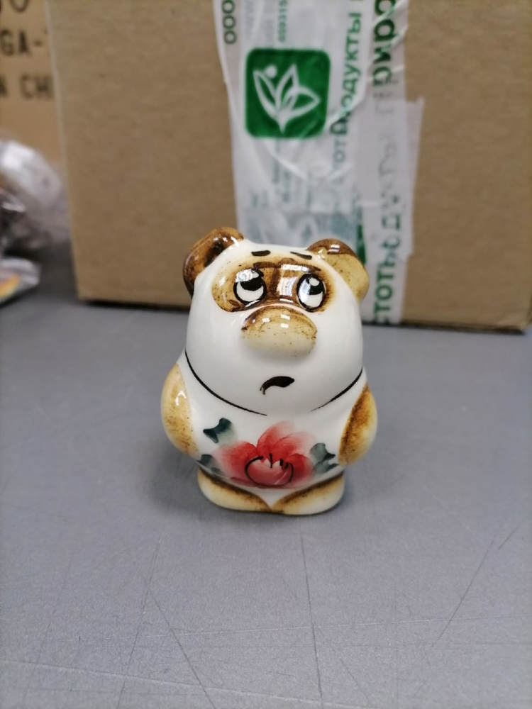 Статуэтка Большой Винни Пух Цветная гжель ГЛ-126, фото со склада